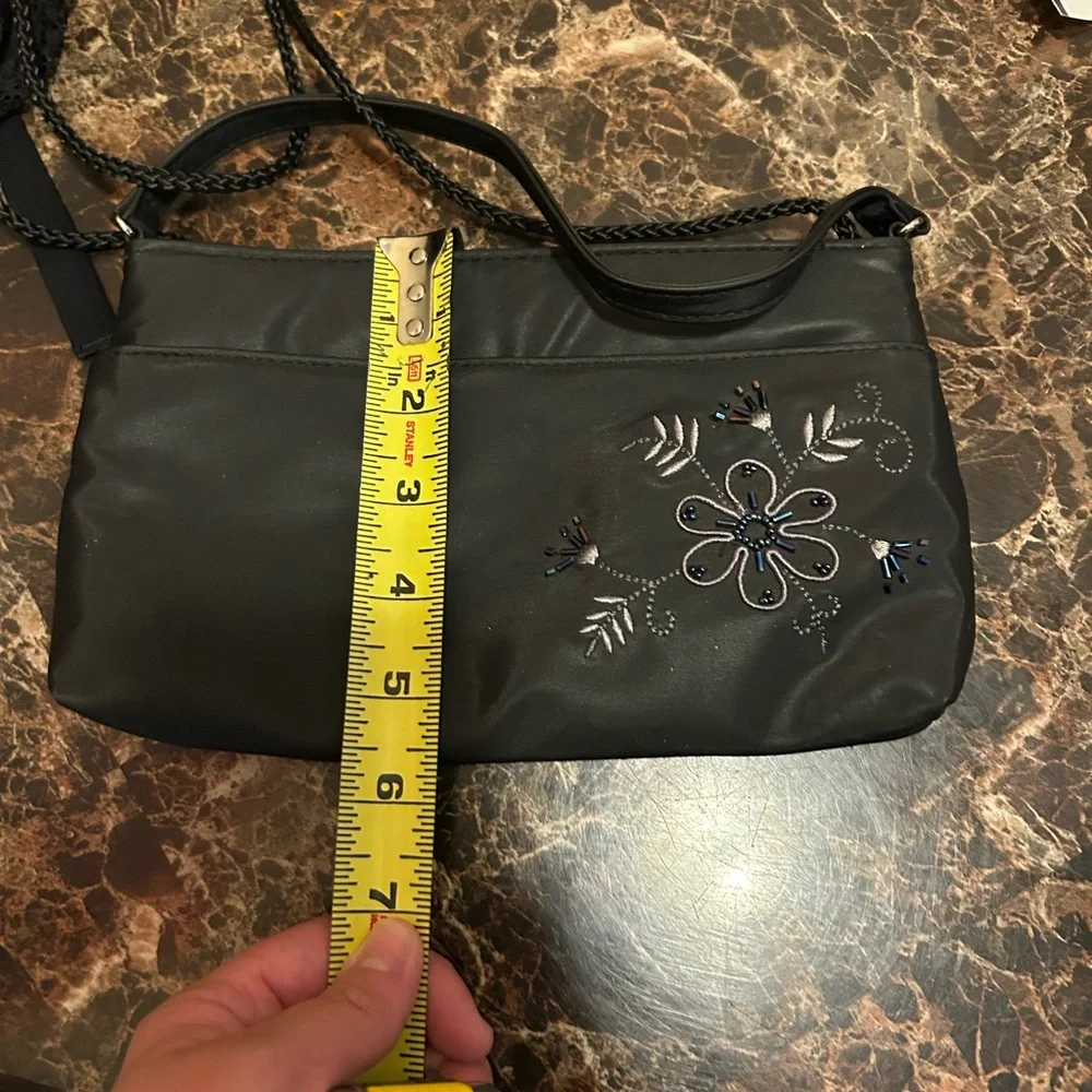 Kathie Lee Collection Black Embroidered small shoulder bag